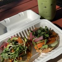 Carrot “lox” with tofu ricotta on a salted rosemary bagel  at Humble Wood Fire (Bagel Shop) in Gainesville