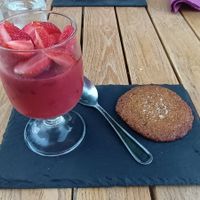 Agar jelly Strawberries and basilic with rice milk at Le BarOmÊtre in Champniers