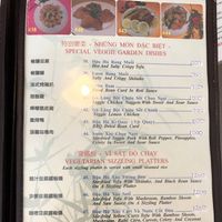 menu at Veggie Garden in Edmonton