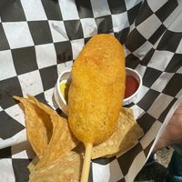 Corn dog   at Vegan Circus in Sacramento