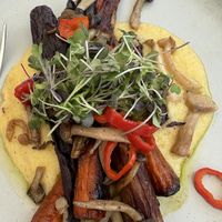 Mushroom carrot polenta   at Hudson Garden Grill in New York City