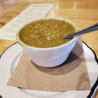 Piping Hot vegan split pea soup at Organic Oasis in Anchorage