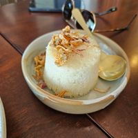 Steam rice & fried shallots at Little Sister in Cairns