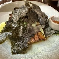 Braised aubergine and crispy seaweed   at Little Sister in Cairns