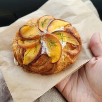 Persimmon danish with cheese and dill at Guevara's - Domino Park in Brooklyn