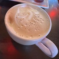 Maple latte off Guevara’s cafe menu, sit-down dining at Mekelburg’s  at Guevara's - Domino Park in Brooklyn