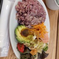 Black rice salat set 850yen at ONE EARTH in Hiroshima