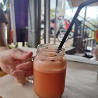 Pink beach juice at The Juice Bar by Bajo Bloom in 
