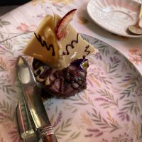 Delicious vegan boat chocolate/berry treat  at La Cabosse Enchantée in La Rochelle
