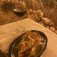Focaccia sandwich and the best red wine in Albania   at Green Life Market in Sarande
