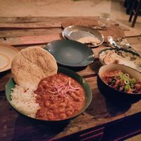 Chana Masala and Kimchi at Green Life Market in Sarande