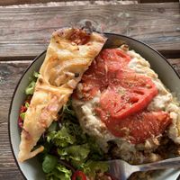 Closeup of the Shepard’s Pie    at Green Life Market in Sarande
