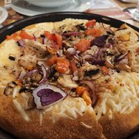 Pizza with vegetables,  yami! at Pizza Hut in Coimbra
