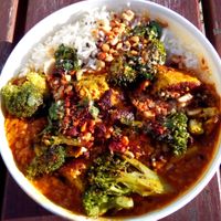 Lentils & tofu tikka masala at Spill the Greens in Lisbon