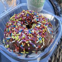 Vanilla glaze with sprinkles!  at Benchwarmer's Coffee & Doughnuts in West Reading