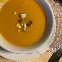 Vegan red lentil soup with smoked tofu  at Mari Pop Hotel in Ried Im Zillertal
