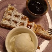 Vegan waffles (dessert at dinner) at Mari Pop Hotel in Ried Im Zillertal