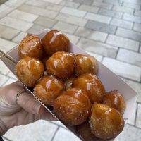 Mini Donuts aka donut holes with caramel sauce (size large, 5€)  at Jeti Sweet House Zadar in Zadar