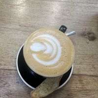 Vegan Almond Coffee (not sure about the Cookie)   at Brooks Cafe & Deli Vic Falls in Victoria Falls