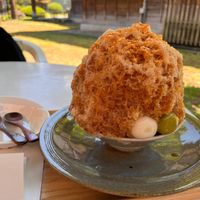 Kuromitsu Kinako Shaved Ice, ordered without condensed milk. at Craft & Japanese Style Café Takumikan in Hirosaki