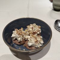 Main dessert: delicious mousse with nuts   at L'Evangelista Ristorante & Enoteca in Verona