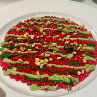 Fregola pasta with beet sauce at L'Evangelista Ristorante & Enoteca in Verona