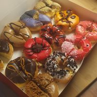 Donut box at Dunkin' in Salzburg