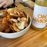 Celery/sweet potato crisps at Dozo Vegan Ramen in Warsaw