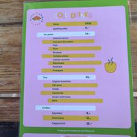 drink menu at Dozo Vegan Ramen in Warsaw