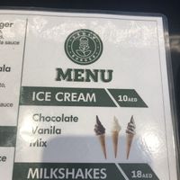 Ice cream menu  at Vegan Burger - Dubai Mall in Dubai