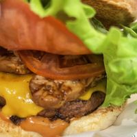 Plant-based meat patty, tempeh, vegan cheese  at Vegan Burger - Dubai Mall in Dubai