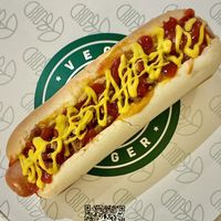Bacon and cheese hotdog  at Vegan Burger - Dubai Mall in Dubai