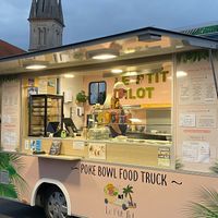 Veggie Poké Bowl with a choice of dressing and delicious frites.  at Le P'tit Îlot in Les Mathes