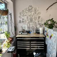 One of the artist workstations  at Hades Inquisition in New York City