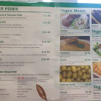 Vegan menu at Pide Grandfather of Pizza in South East London