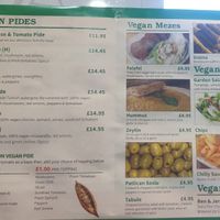 Vegan menu at Pide Grandfather of Pizza in South East London