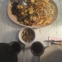 Sautéed veggies with vegan “migas"  at Tasca O Bernardo in Boavista Dos Pinheiros