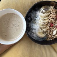 Blue Smoothie Bowl & Coconut-CBD-Coffeee  at The Sunrise Shack in Kamakura
