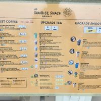 Menu at The Sunrise Shack in Kamakura
