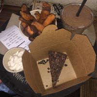 yam fries w/garlicenese, falafel flat (half), raw chocolate cake, inka shake at MANA! - Soho in Hong Kong Island