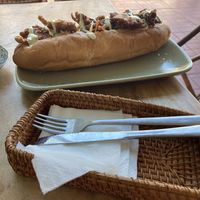 Fried mushroom baguette  at Street Three Restaurant & Bar Kratie in Krong Kracheh