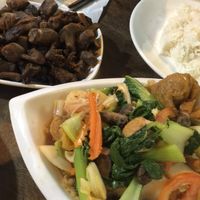 Fried vegetables and mushrooms   at Mi Chay Vegetarian in Phnom Penh