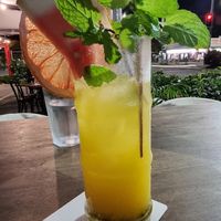 Mango, passionfruit and lime house made soda at Wild Thyme in Cairns