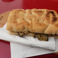 Vegan Crescia with cooked vegetables at Il Chiosco Di Corinaldo in Corinaldo