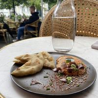 Hummus with naan 🫓   at Bistro Verde in Copenhagen