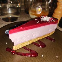 Raspberry cheesecake at Bistro Verde in Copenhagen