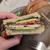 Inside the delicious panini at Bistro Verde in Copenhagen