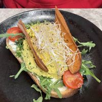 Scrambled tofu on toast  at Bistro Verde in Copenhagen