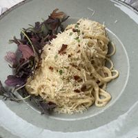 Vegan Pasta Carbonara  at Bistro Verde in Copenhagen