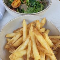 French fries and mixed salad at Bistro Verde in Copenhagen
